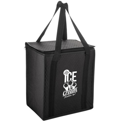 Insulated Non-Woven Square Zipper Top Tote Bag w/Insert (12"x8"x13") - Screen Print